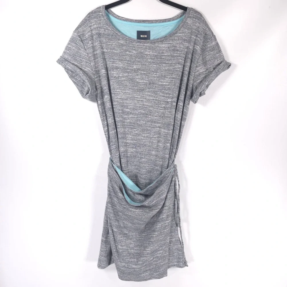 NWT Anthropologie MAEVE Riley Heathered Wrap Tie‎ Waist Soft Mini Dress LARGE